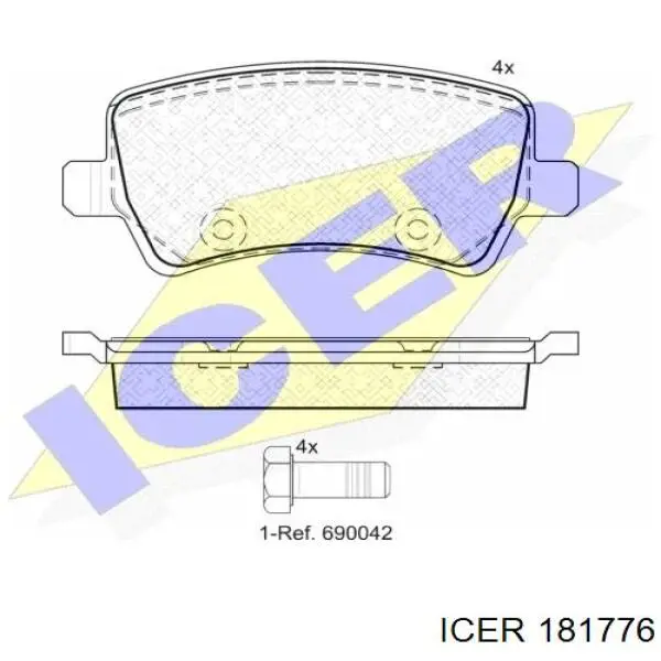 Колодки гальмові задні, дискові 181776 Icer