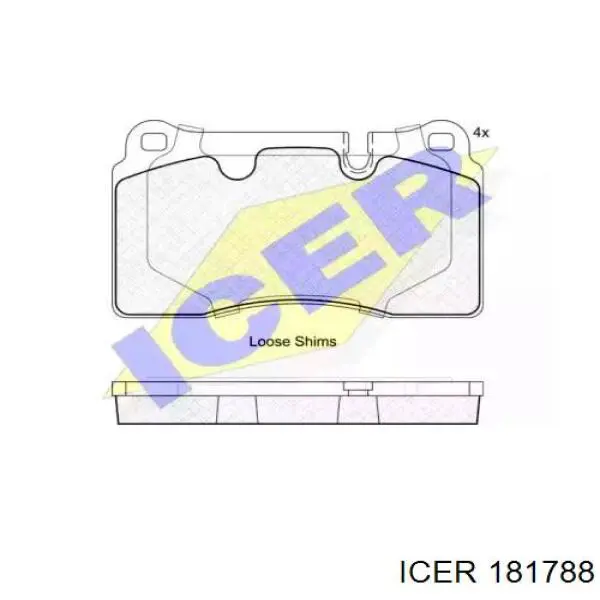 Колодки гальмівні передні, дискові 181788 Icer