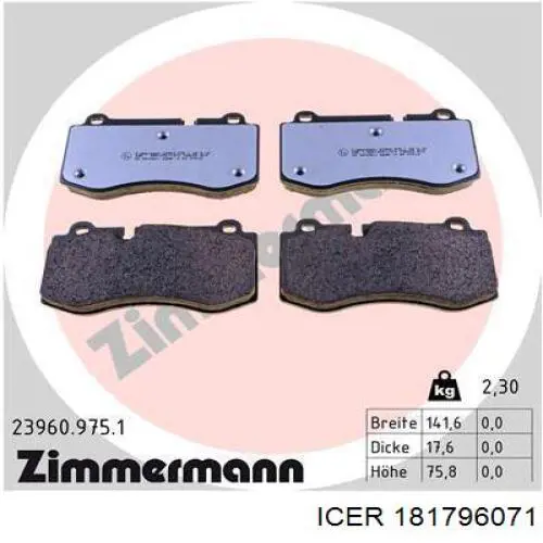 181796071 Icer Передні гальмівні колодки