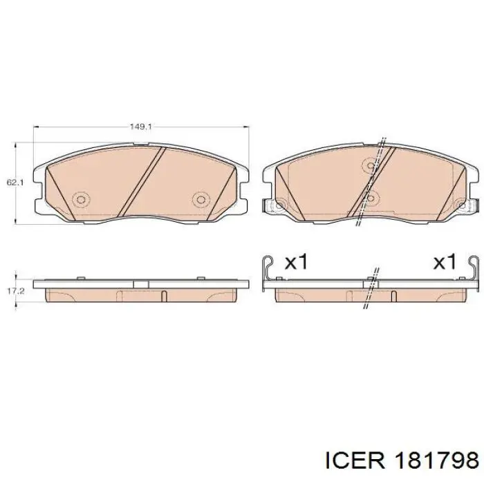 Передні тормозні колодки 181798 Icer