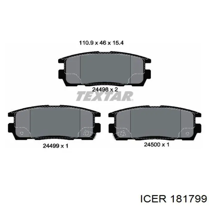 Задні гальмівні колодки Icer 181799 ціна, від 21.12 USD