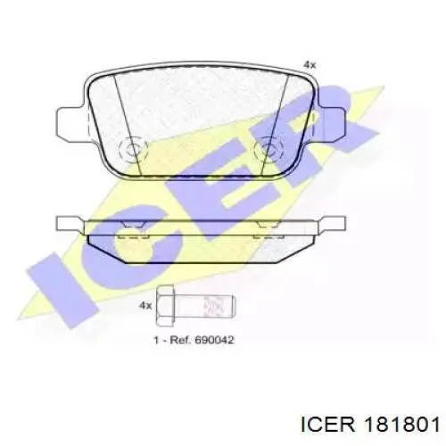 Задні гальмівні колодки Icer 181801 ціна, від 21.19 USD