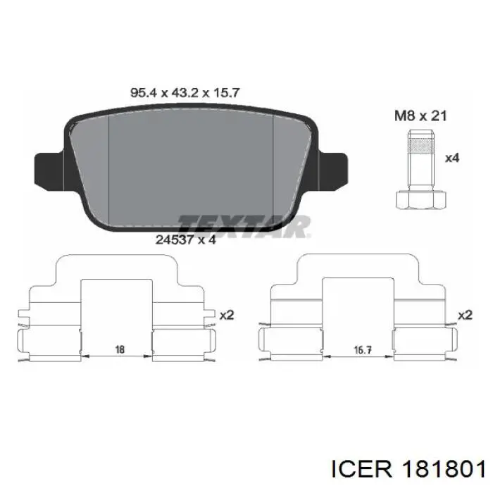 Задні гальмівні колодки 181801 Icer