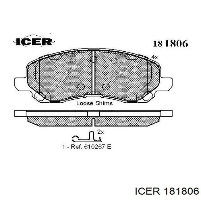 181806 Icer колодки гальмівні передні, дискові