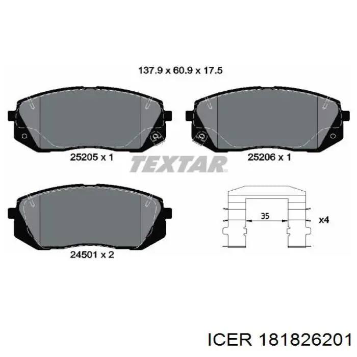 Гальмівні колодки Icer 181826201 ціна, від 34.59 USD