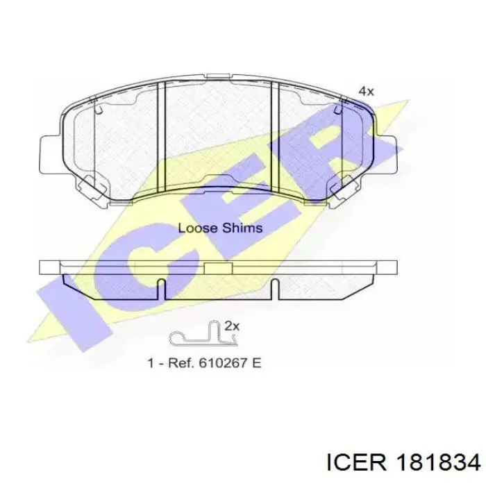 Колодки гальмівні передні, дискові 181834 Icer