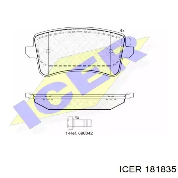 Задні гальмівні колодки 181835 Icer