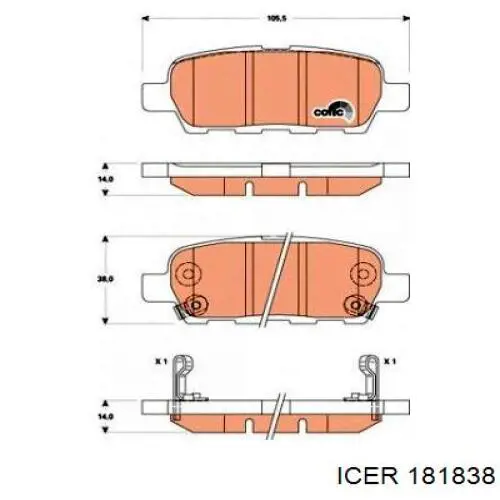 Купити 181838 Icer Задні колодки