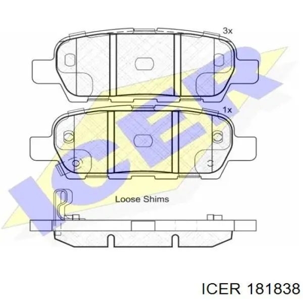 Колодки гальмові задні, дискові 181838 Icer