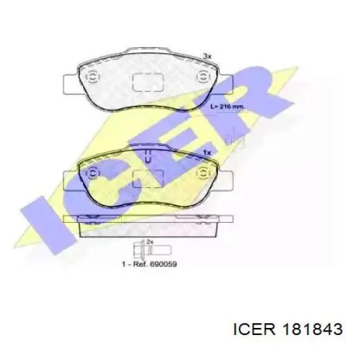 Передні тормозні колодки 181843 Icer
