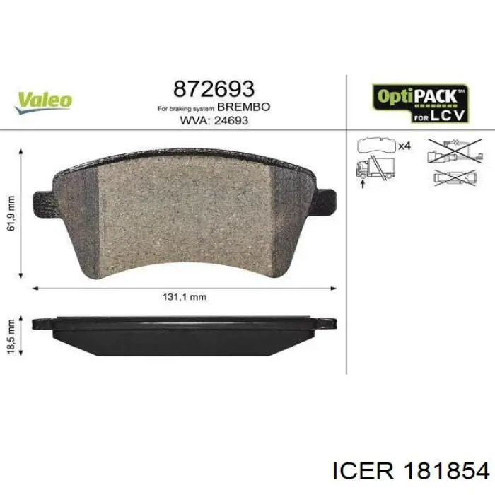 Тормозні колодки Icer 181854