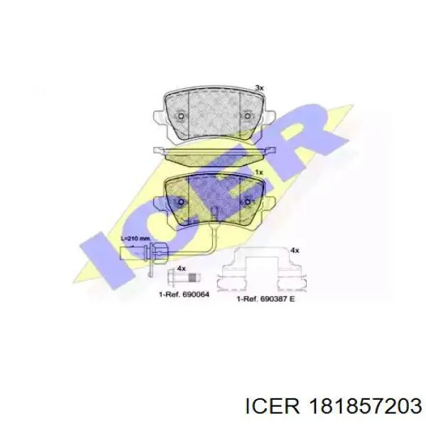 Колодки гальмові задні, дискові 181857203 Icer