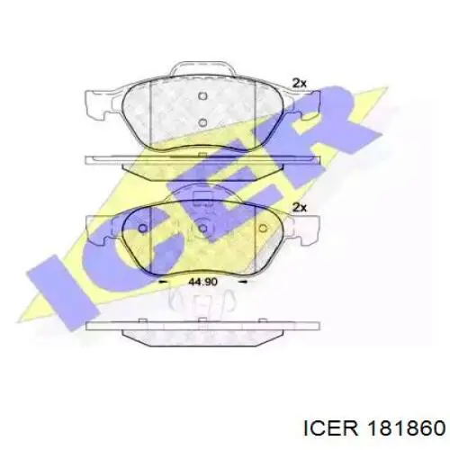 Колодки гальмівні передні, дискові 181860 Icer