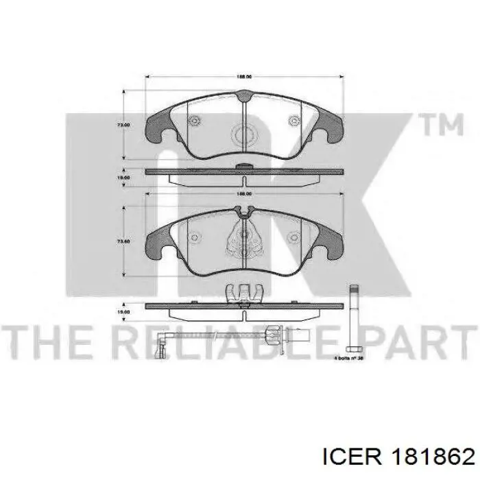 Тормозні колодки Icer 181862