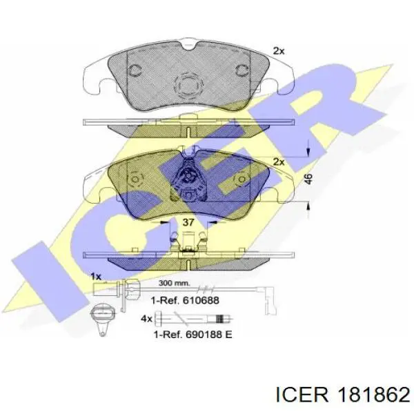 181862 Icer колодки гальмівні передні, дискові
