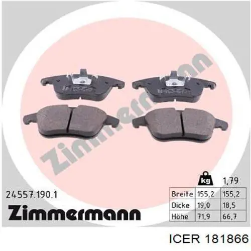 Гальмівні колодки Icer 181866 ціна, від 34.69 USD
