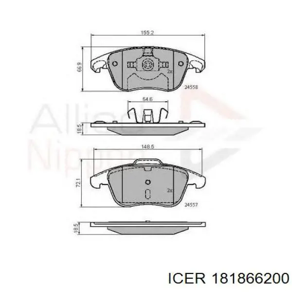 Гальмівні колодки Icer 181866200 ціна, від 35.09 USD