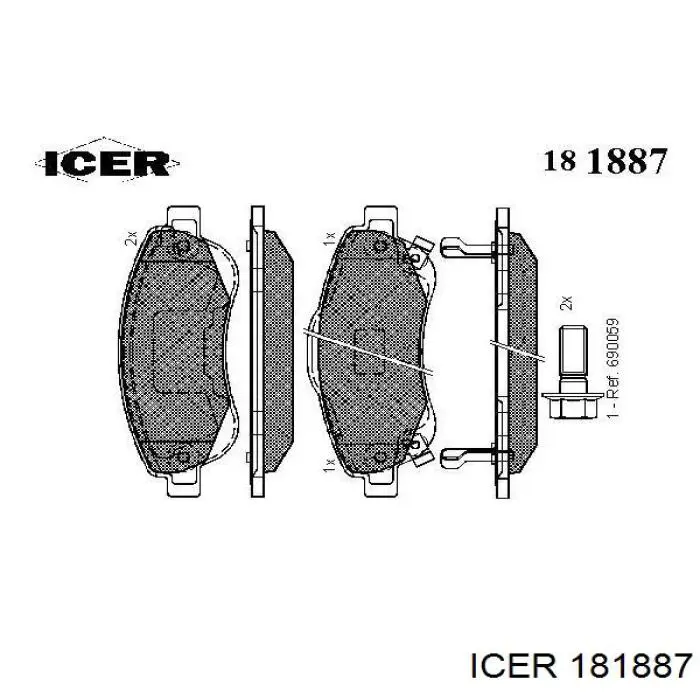 181887 Icer колодки гальмівні передні, дискові