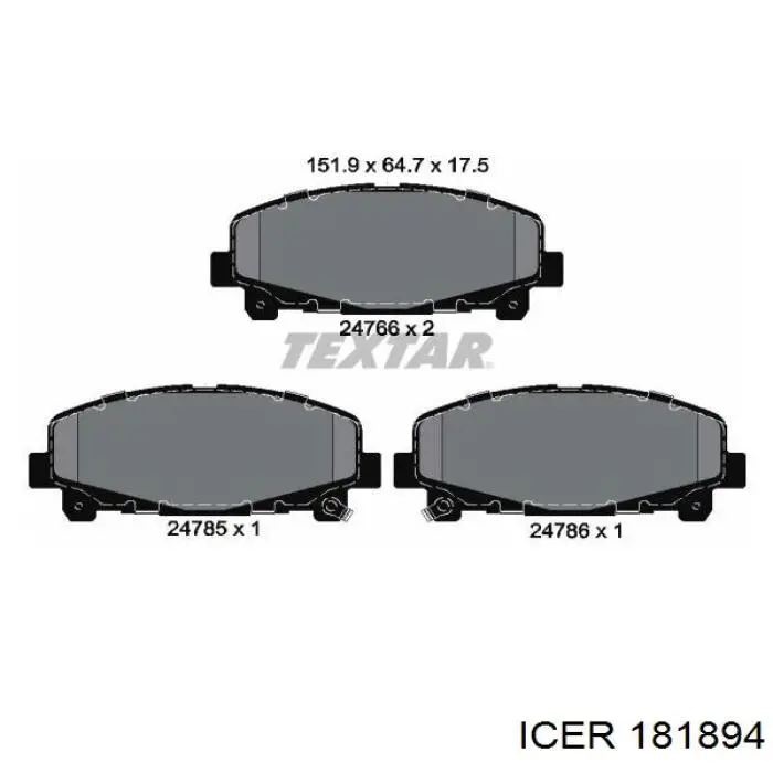 Колодки гальмівні передні, дискові 181894 Icer