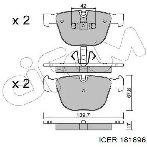 Колодки гальмові задні, дискові 181896 Icer