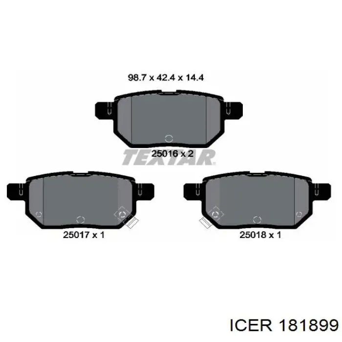Задні гальмівні колодки Icer 181899 ціна, від 19.07 USD