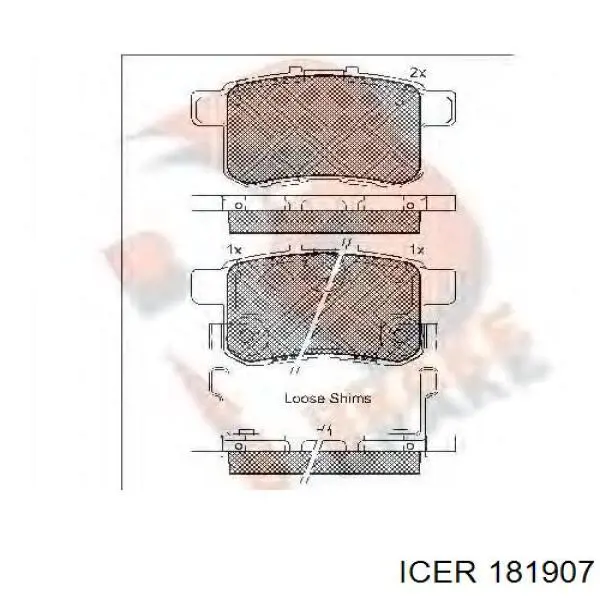 Задні гальмівні колодки 181907 Icer