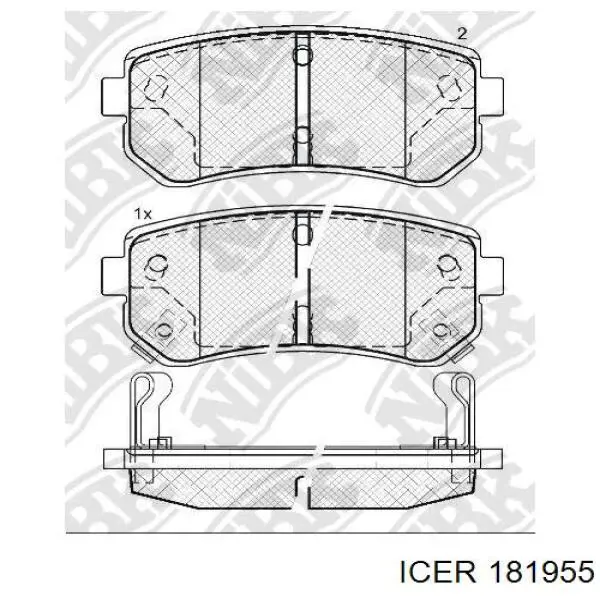 Задні гальмівні колодки Icer 181955 ціна, від 24.80 USD