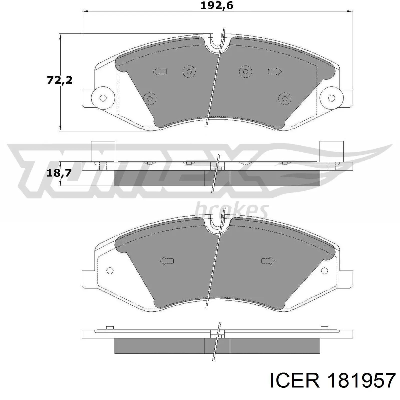 Колодки гальмівні передні, дискові 181957 Icer