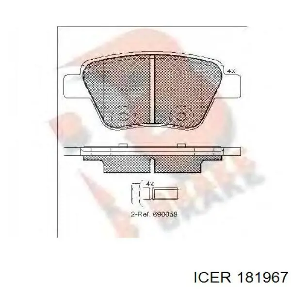Задні гальмівні колодки Icer 181967 ціна, від 22.96 USD