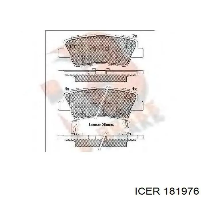 Задні гальмівні колодки Icer 181976 ціна, від 20.06 USD