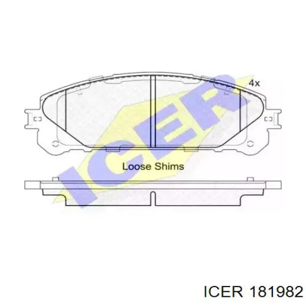 Колодки гальмівні передні, дискові 181982 Icer