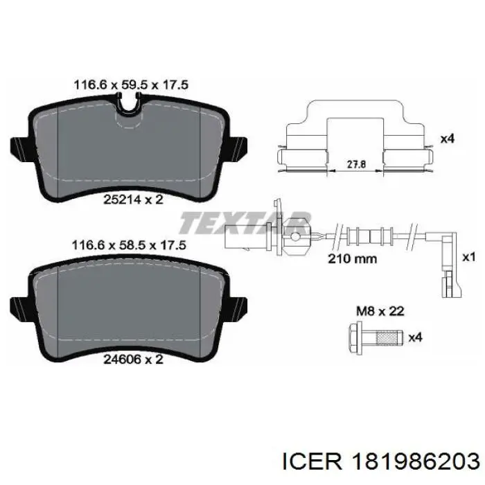 Купити 181986203 Icer Задні колодки