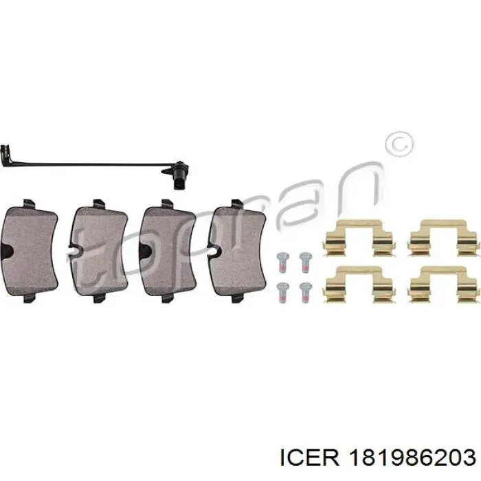 Задні гальмівні колодки 181986203 Icer