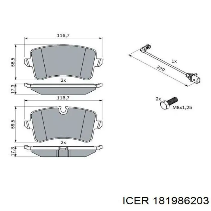 Задні гальмівні колодки Icer 181986203 ціна, від 27.02 USD