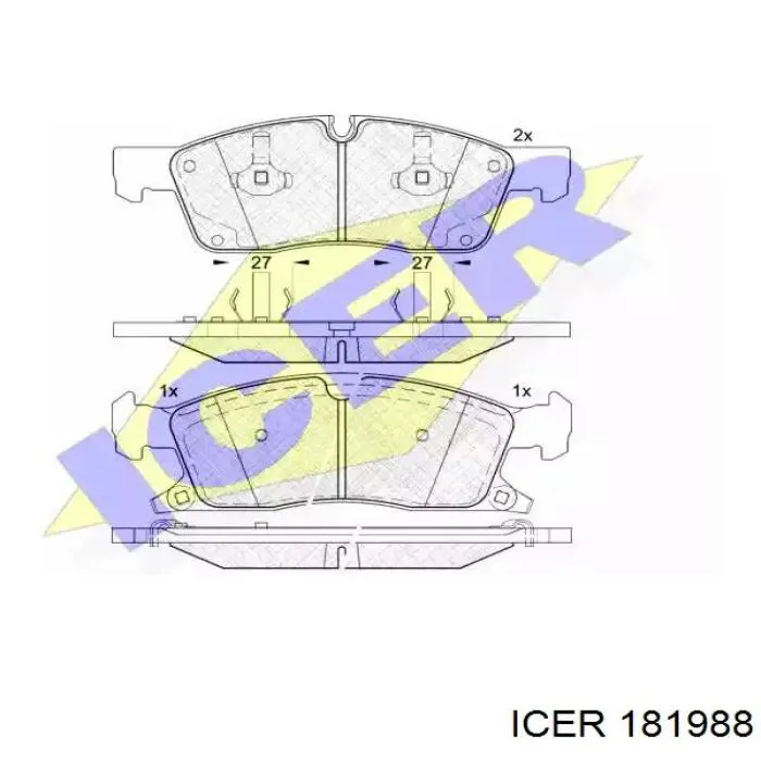 Купити 181988 Icer Колодки гальмівні передні, дискові