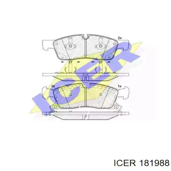 Колодки гальмівні передні, дискові 181988 Icer