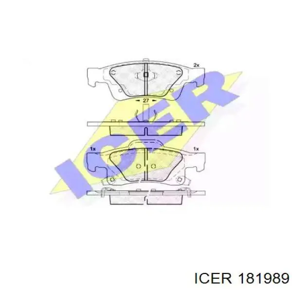 Задні гальмівні колодки 181989 Icer