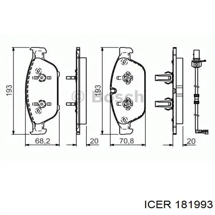 Купити 181993 Icer Колодки гальмівні передні, дискові
