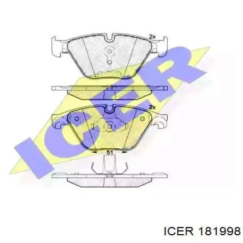 Колодки гальмівні передні, дискові 181998 Icer