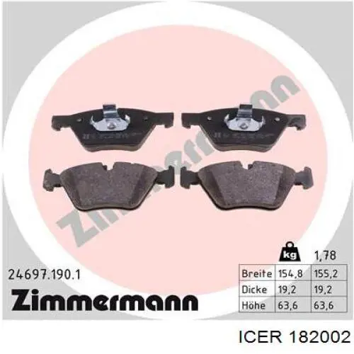 Передні тормозні колодки 182002 Icer