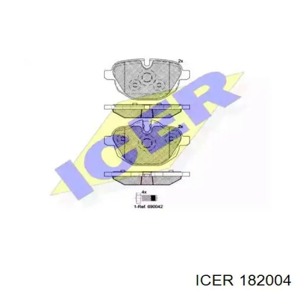 182004 Icer Колодки гальмівні задні, дискові