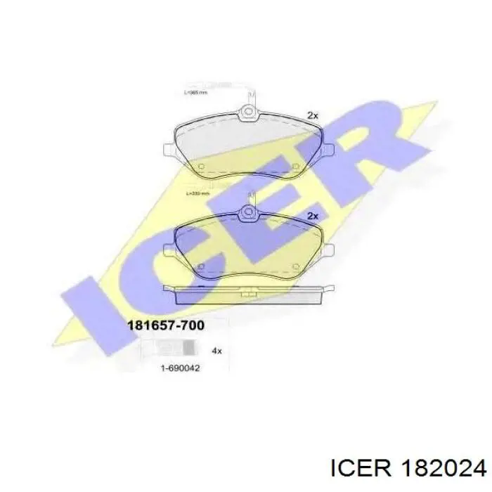 Передні тормозні колодки 182024 Icer