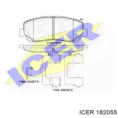 Передні тормозні колодки 182055 Icer