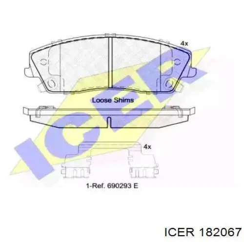 Передні тормозні колодки 182067 Icer