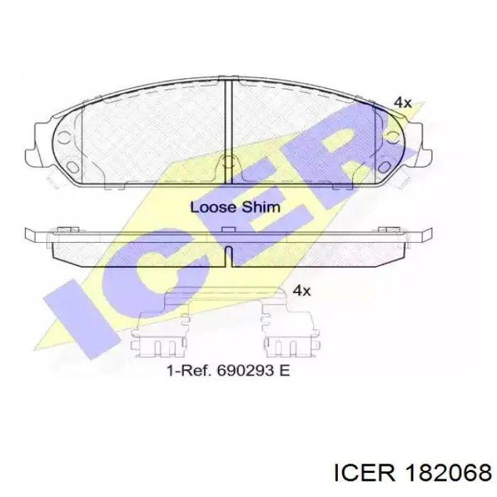 Купити 182068 Icer Колодки гальмівні передні, дискові