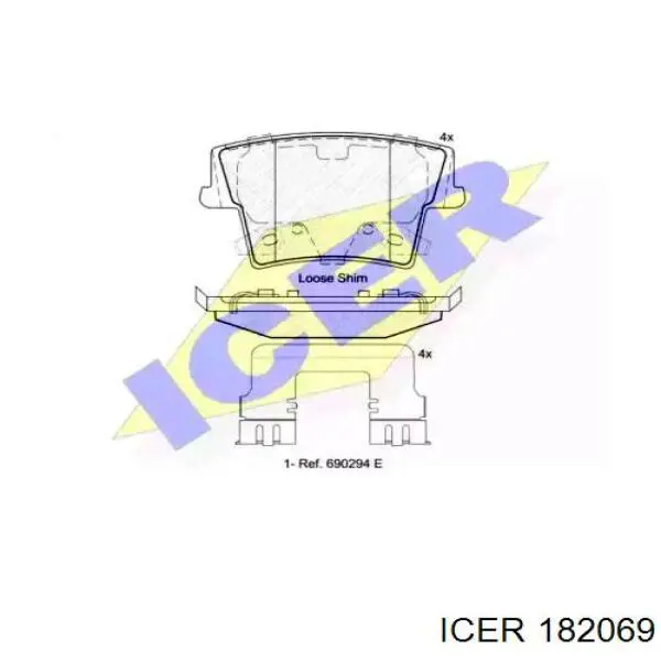 182069 Icer колодки гальмові задні, дискові