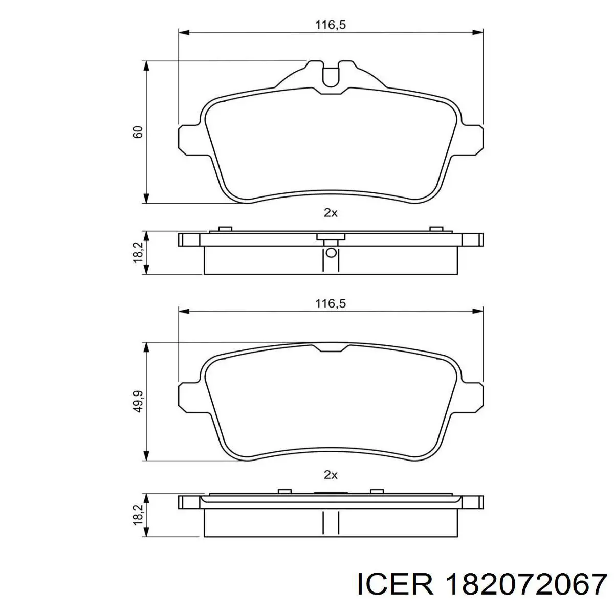 Задні гальмівні колодки Icer 182072067 ціна, від 36.58 USD