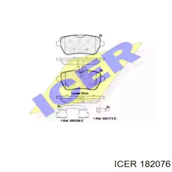 Колодки гальмові задні, дискові 182076 Icer