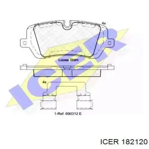 Колодки гальмові задні, дискові 182120 Icer