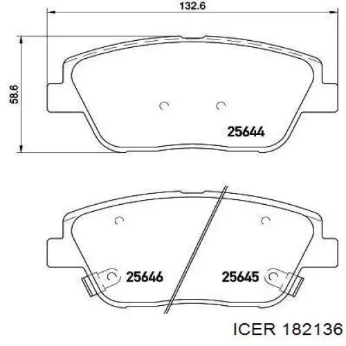 Передні тормозні колодки 182136 Icer